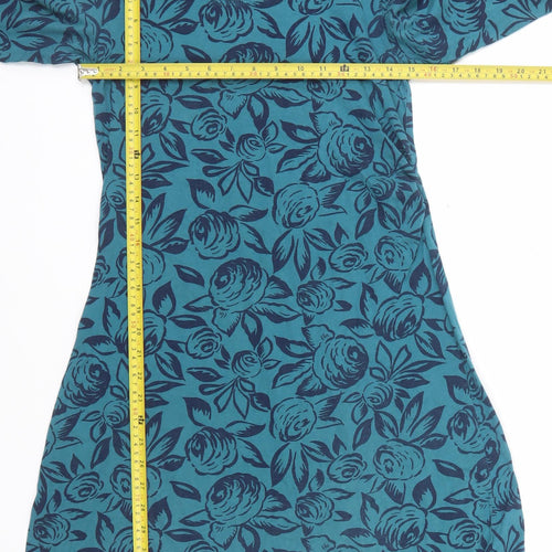 Dickins & Jones Women's Blue Floral Cotton Shift Dress Size 10