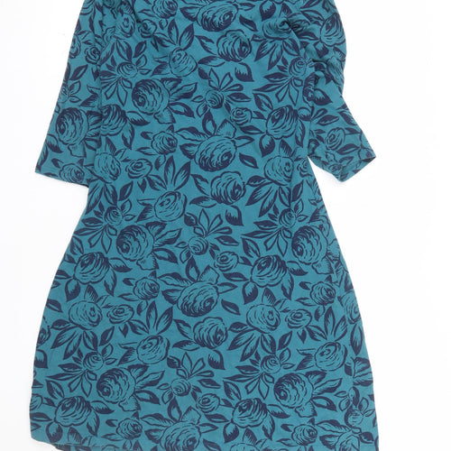 Dickins & Jones Women's Blue Floral Cotton Shift Dress Size 10