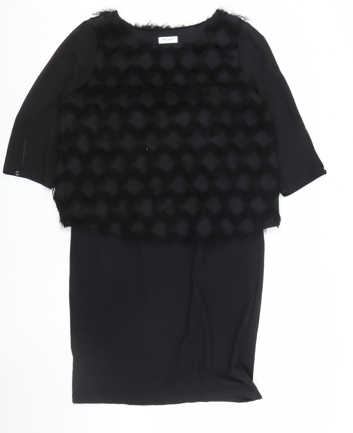 Gerry Weber Women’s Black Textured Shift Dress Size 14 Formal