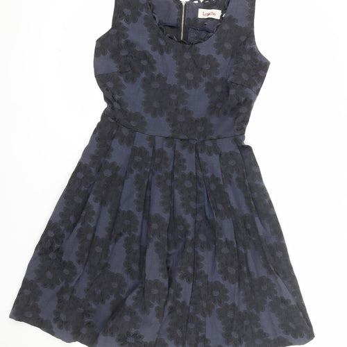 Louche Women's Navy Floral Fit & Flare Sleeveless Dress Size 10