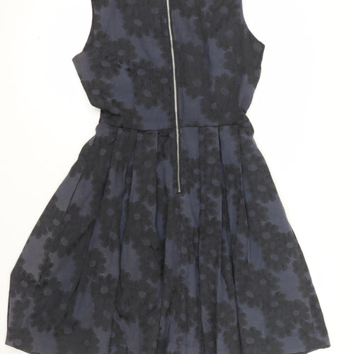 Louche Women's Navy Floral Fit & Flare Sleeveless Dress Size 10
