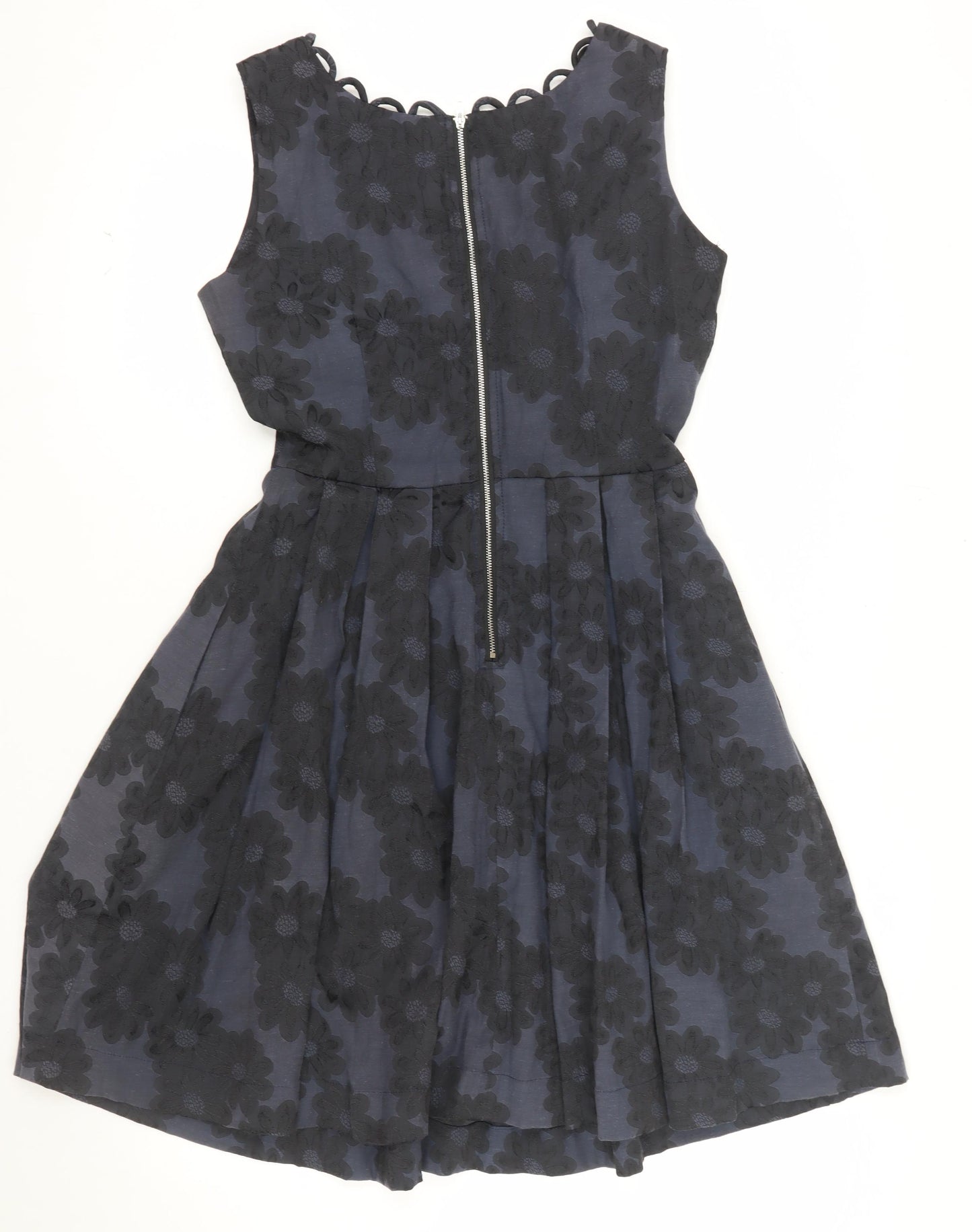 Louche Women's Navy Floral Fit & Flare Sleeveless Dress Size 10