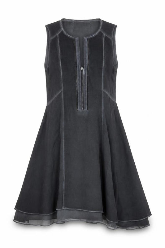 Front view of Mint Velvet Women's Black, size 10, Sleeveless A-Line Zip Dress