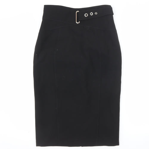 Karen Millen Women's Black Size 12 Pencil Skirt with Buckle Detail