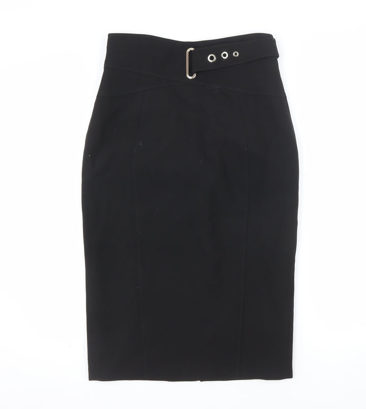 Karen Millen Women's Black Size 12 Pencil Skirt with Buckle Detail