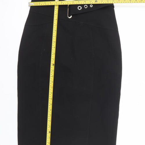 Karen Millen Women's Black Size 12 Pencil Skirt with Buckle Detail