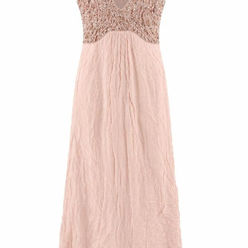 Monsoon Women Pink Sequin Maxi Dress Size 10 Sleeveless Formal