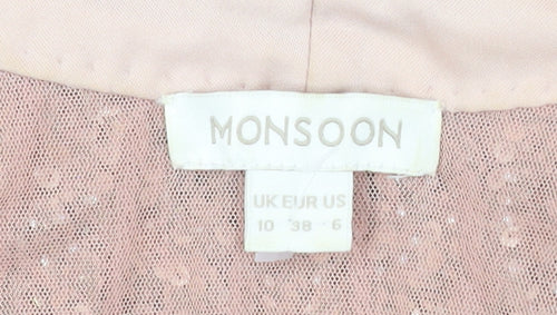 Monsoon Women Pink Sequin Maxi Dress Size 10 Sleeveless Formal