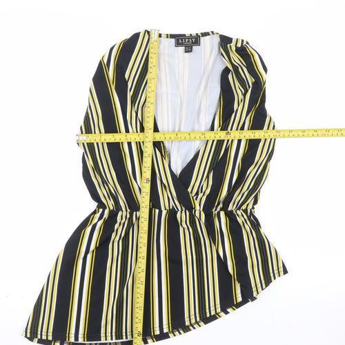Lipsy Women’s Multicoloured Striped Wrap Sleeveless Blouse Size 10
