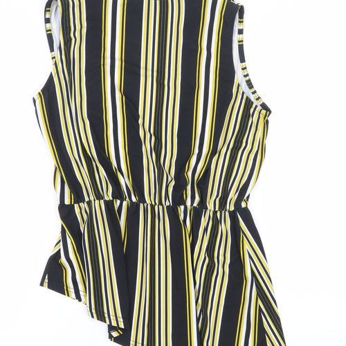 Lipsy Women’s Multicoloured Striped Wrap Sleeveless Blouse Size 10