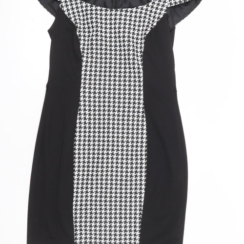 South Women’s Black Houndstooth Bodycon Dress Size 12 Workwear