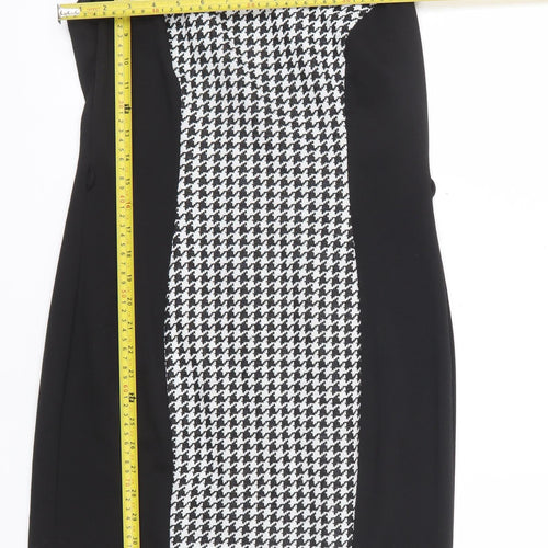 South Women’s Black Houndstooth Bodycon Dress Size 12 Workwear