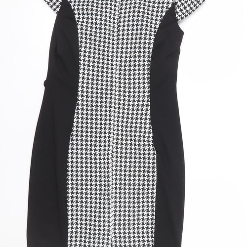 South Women’s Black Houndstooth Bodycon Dress Size 12 Workwear