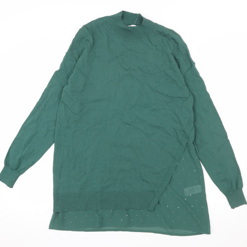 Next Women’s Green Mock Neck Long Sleeve Tunic Blouse Size S