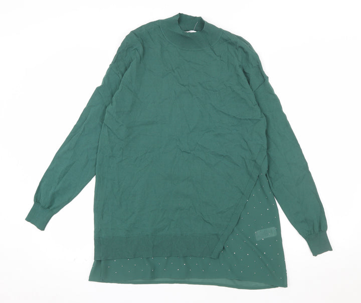 Next Women’s Green Mock Neck Long Sleeve Tunic Blouse Size S