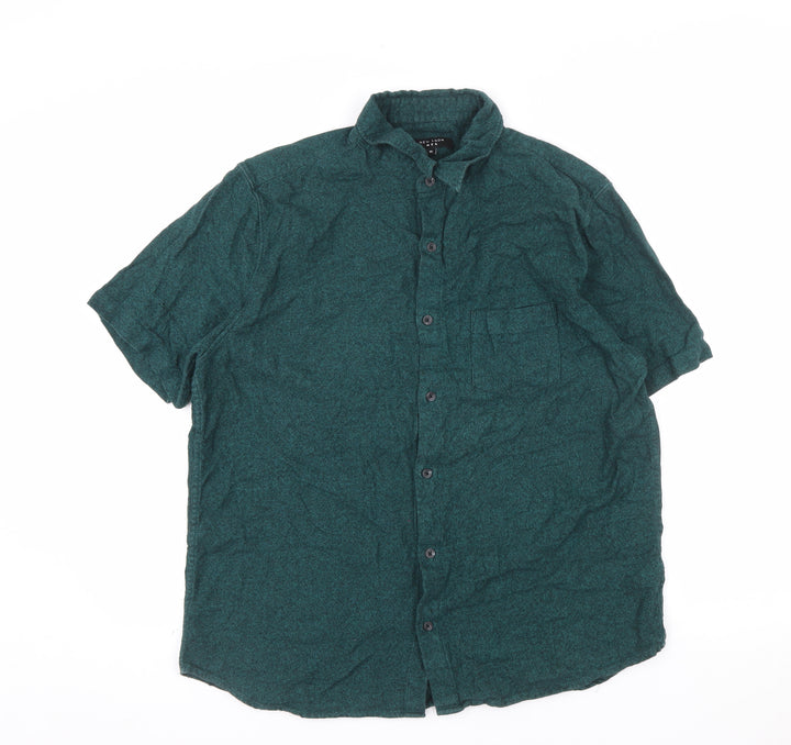 New Look Men Green XL Short Sleeve Cotton Button-Up Shirt