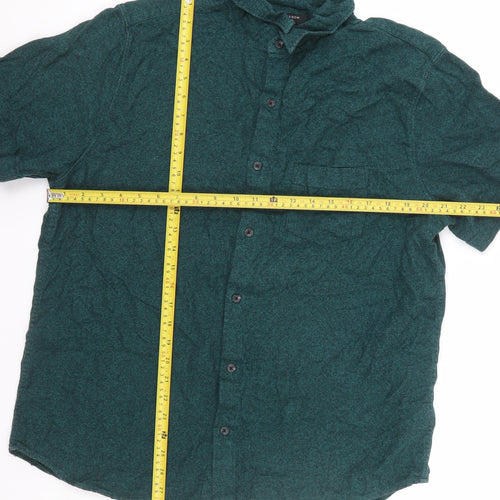 New Look Men Green XL Short Sleeve Cotton Button-Up Shirt