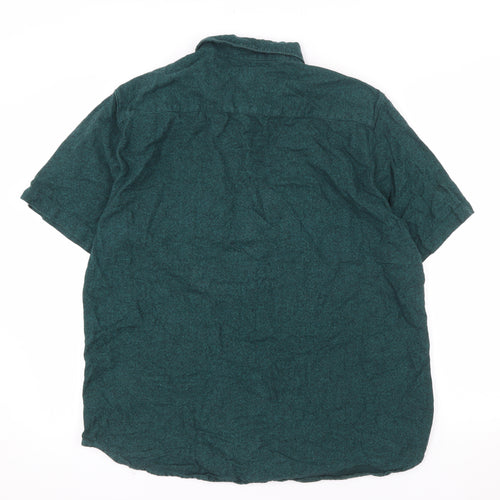 New Look Men Green XL Short Sleeve Cotton Button-Up Shirt