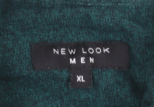 New Look Men Green XL Short Sleeve Cotton Button-Up Shirt