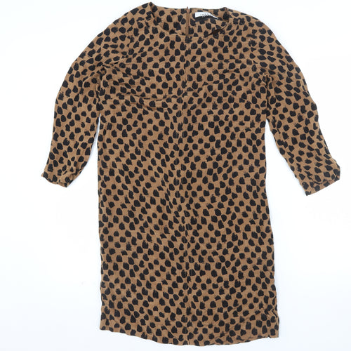 Jaeger Women Brown Animal Print Shift Dress Size 6 Workwear