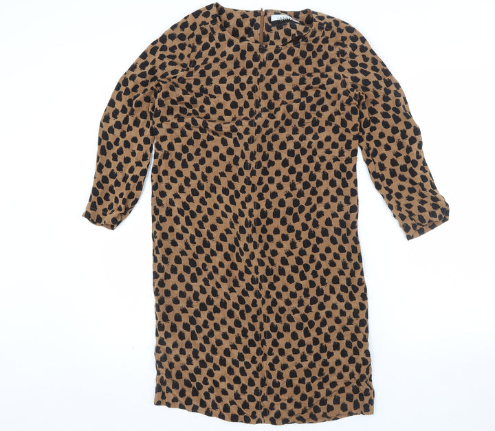 Jaeger Women Brown Animal Print Shift Dress Size 6 Workwear