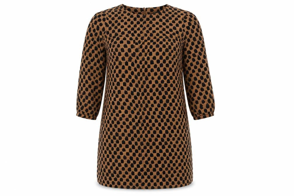 Jaeger Women Brown Animal Print Shift Dress Size 6 Workwear