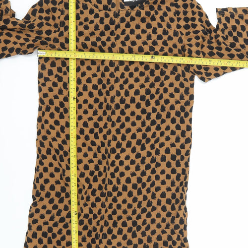 Jaeger Women Brown Animal Print Shift Dress Size 6 Workwear