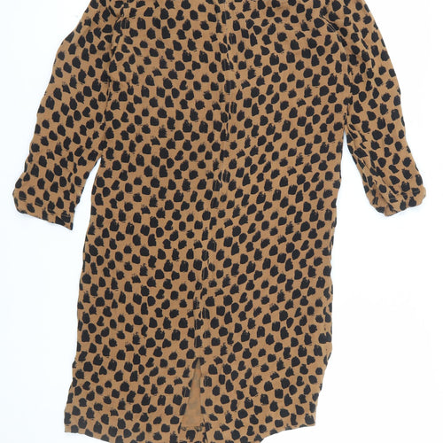 Jaeger Women Brown Animal Print Shift Dress Size 6 Workwear
