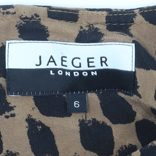 Jaeger Women Brown Animal Print Shift Dress Size 6 Workwear