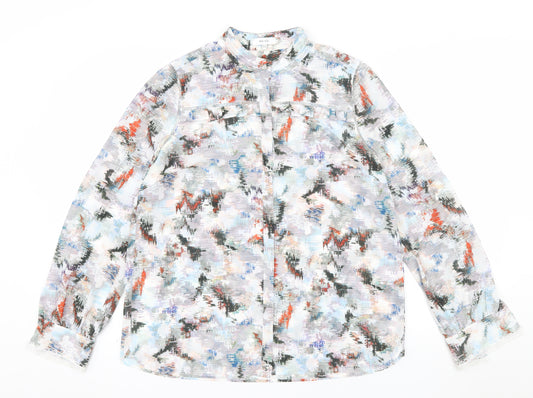 Reiss Women’s Multicoloured Long Sleeve Sheer Chiffon Blouse UK 14