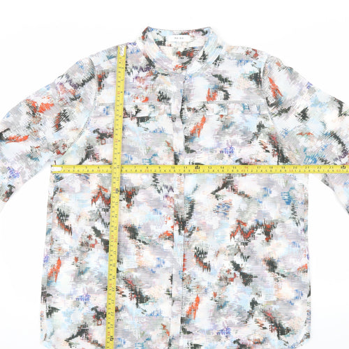 Reiss Women’s Multicoloured Long Sleeve Sheer Chiffon Blouse UK 14