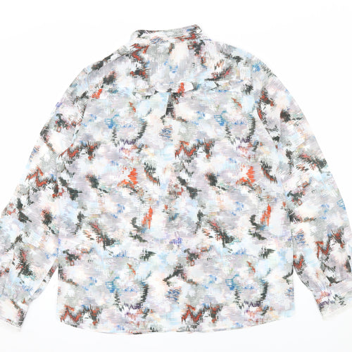 Reiss Women’s Multicoloured Long Sleeve Sheer Chiffon Blouse UK 14