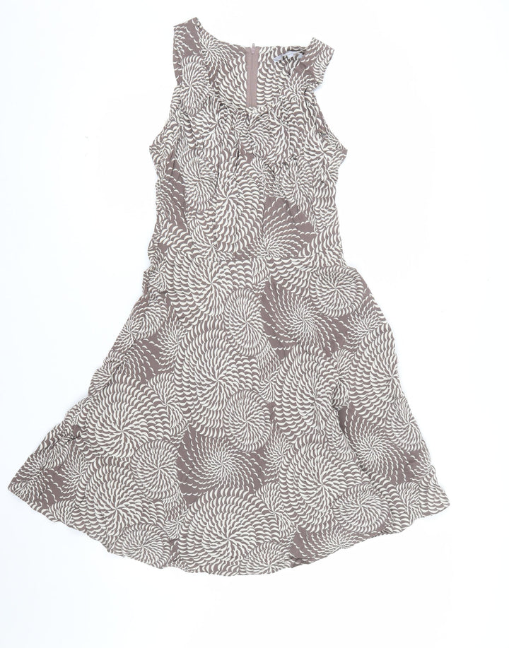 Debenhams Collection Women Brown Geometric A-Line Sleeveless Dress Size 10