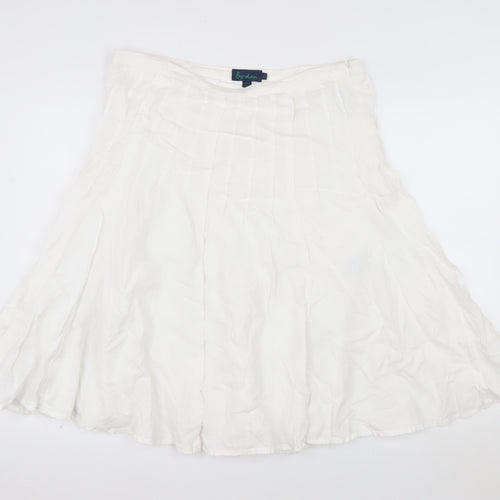 Boden Women’s White Linen A-Line Knee Length Skirt Size 10