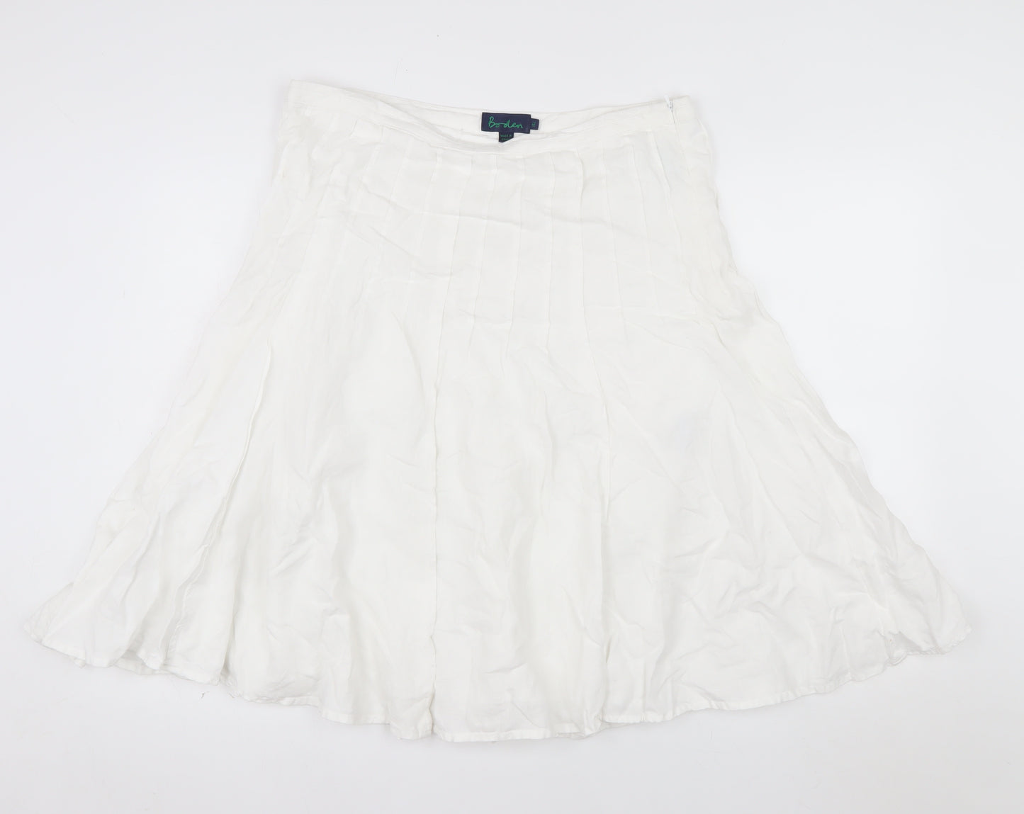 Boden Women’s White Linen A-Line Knee Length Skirt Size 10