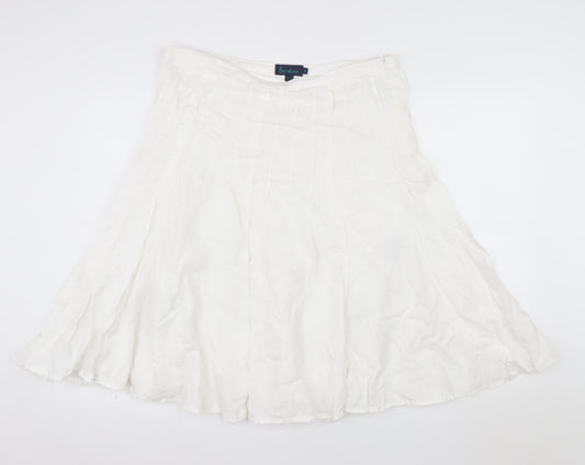 Boden Women’s White Linen A-Line Knee Length Skirt Size 10