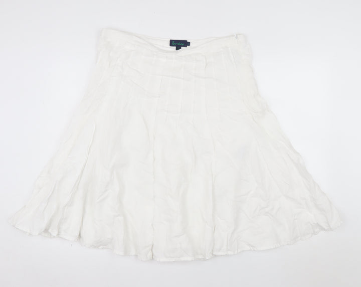 Boden Women’s White Linen A-Line Knee Length Skirt Size 10