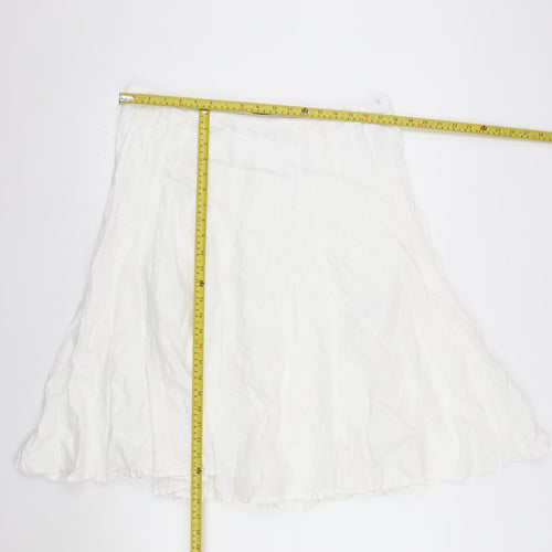 Boden Women’s White Linen A-Line Knee Length Skirt Size 10