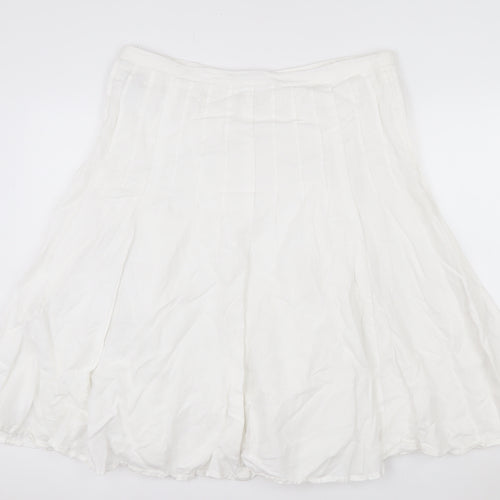 Boden Women’s White Linen A-Line Knee Length Skirt Size 10