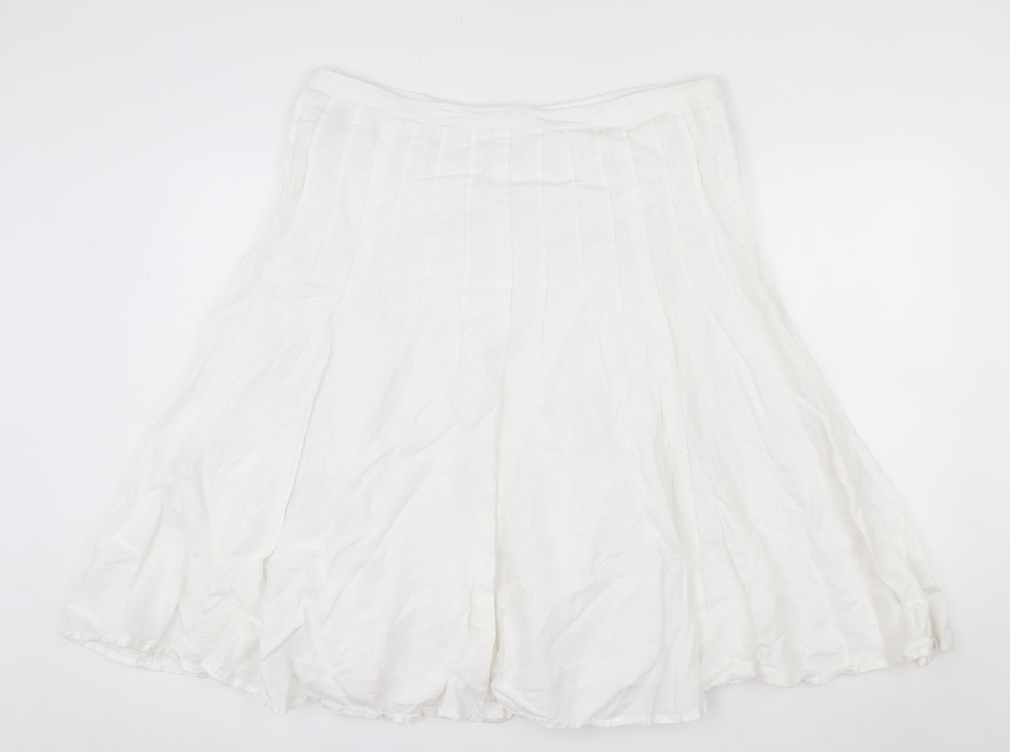 Boden Women’s White Linen A-Line Knee Length Skirt Size 10