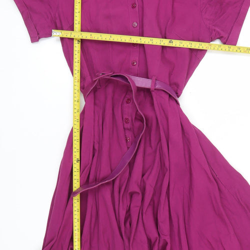 Collectif Women Purple Cat Embroidered Fit & Flare Dress Size 16