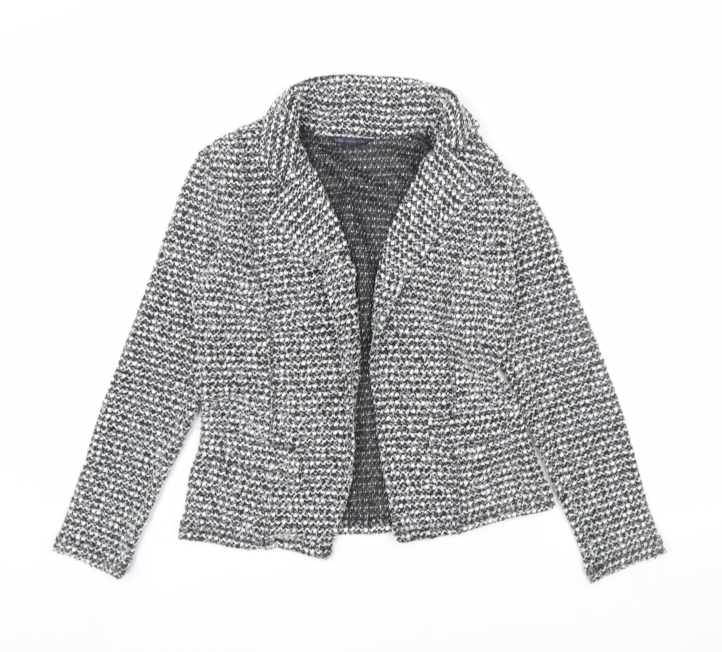 Marks and Spencer Women's Black Bouclé Blazer Size 8 Classic Fit