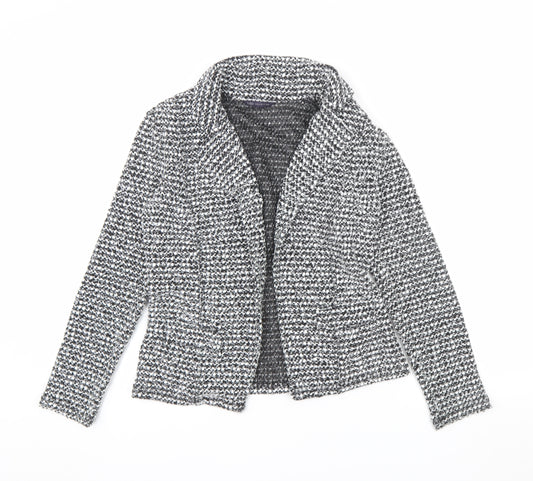 Marks and Spencer Women's Black Bouclé Blazer Size 8 Classic Fit