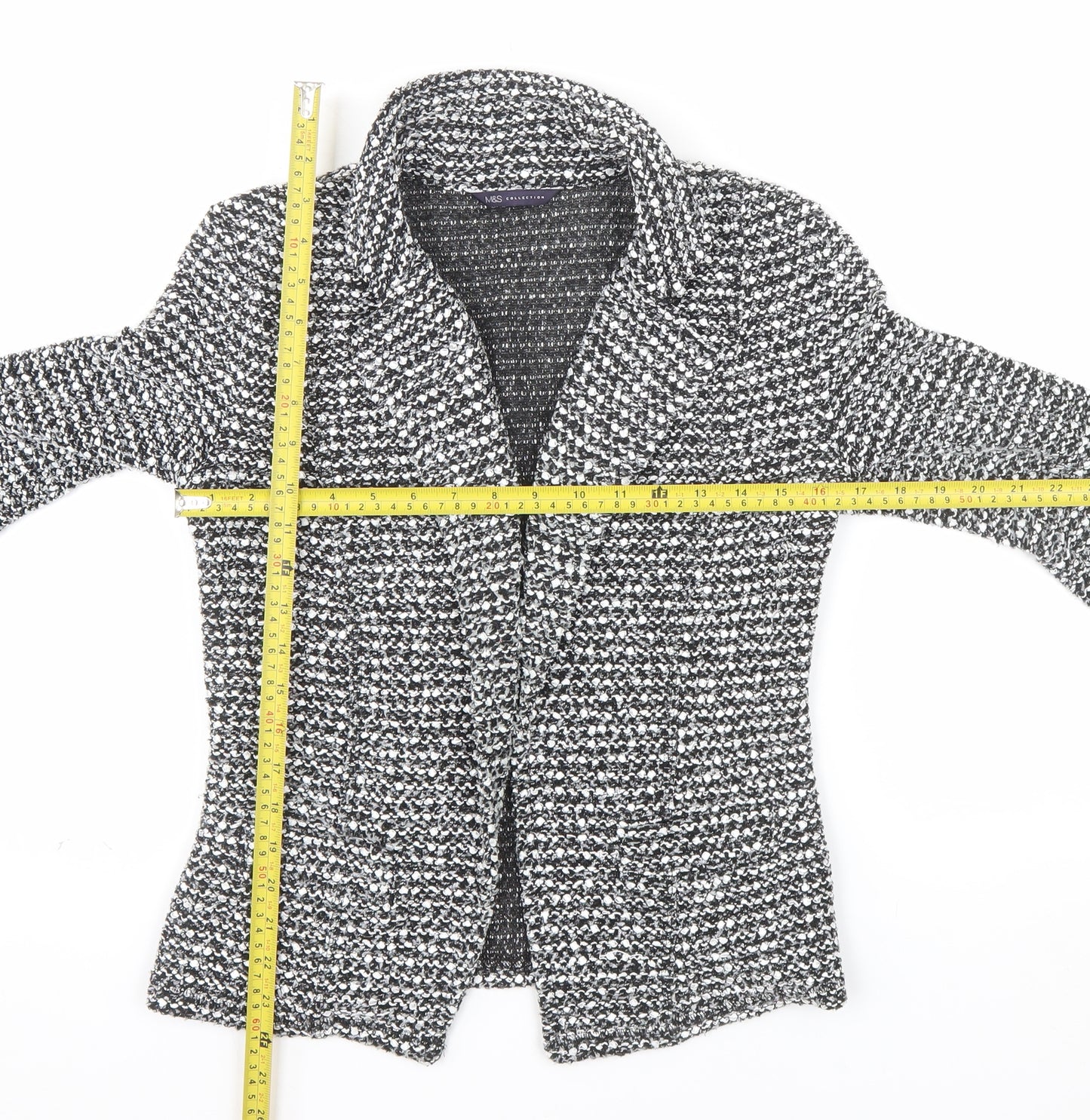 Marks and Spencer Women's Black Bouclé Blazer Size 8 Classic Fit