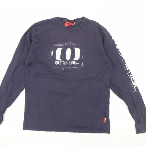 Animal Mens Blue Long Sleeve Graphic Cotton T-Shirt Size M