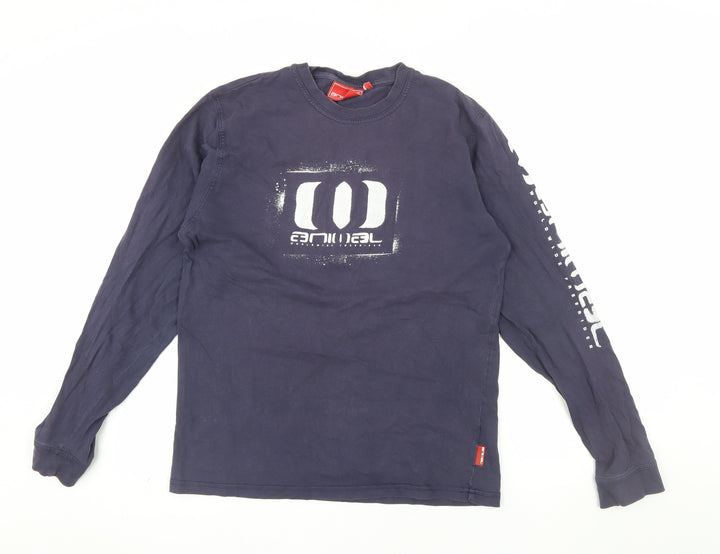 Animal Mens Blue Long Sleeve Graphic Cotton T-Shirt Size M