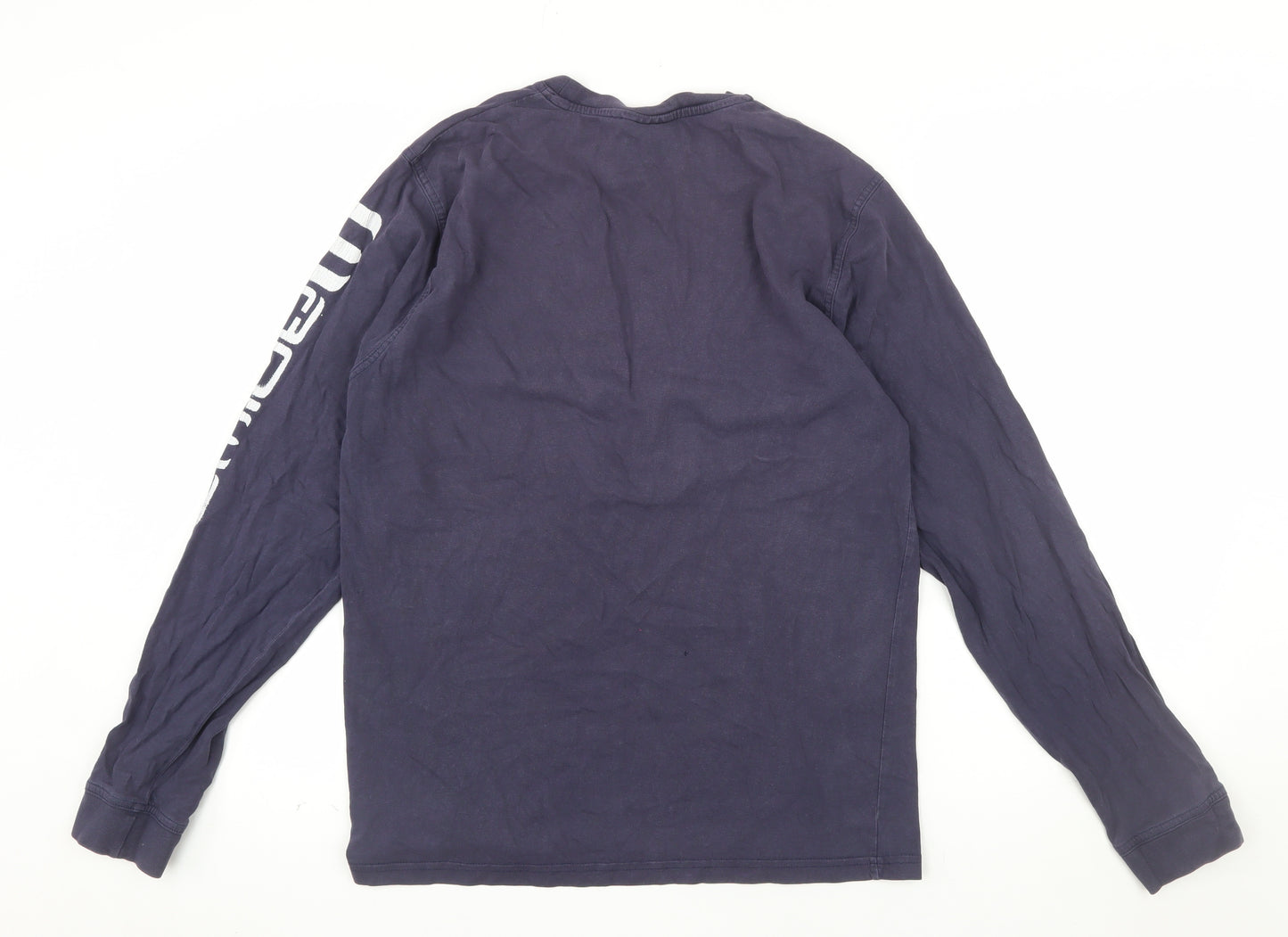 Animal Mens Blue Long Sleeve Graphic Cotton T-Shirt Size M