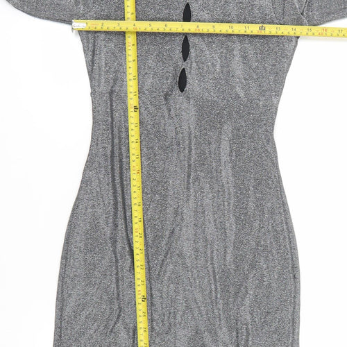 Hollister Women’s Silver Bodycon Long Sleeve Dress XS Party Wear