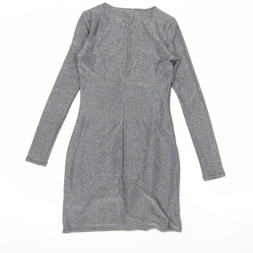 Hollister Women’s Silver Bodycon Long Sleeve Dress XS Party Wear
