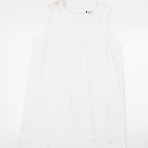 Marks and Spencer Women White Linen Blend Sleeveless Shift Dress Size 14
